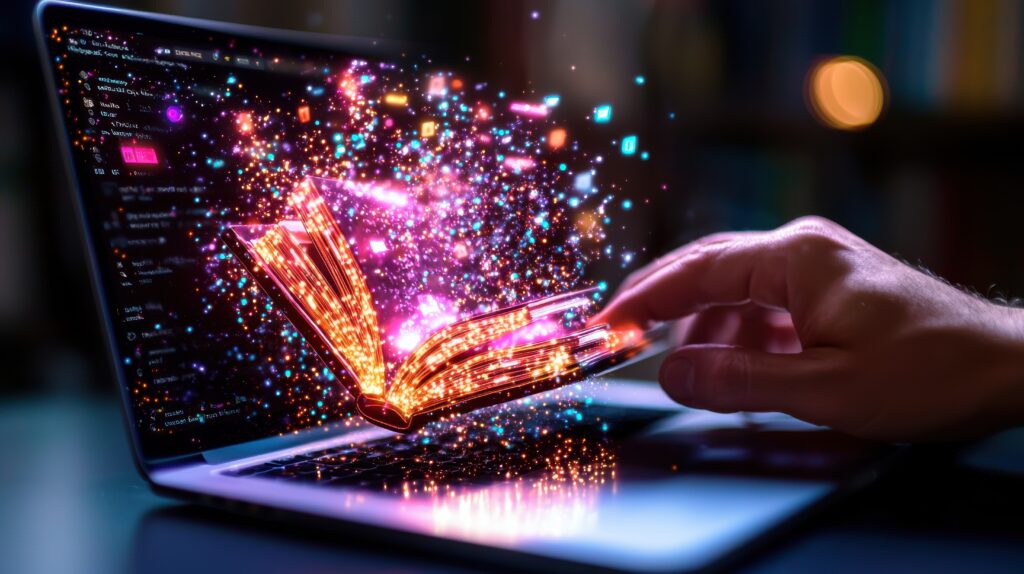 sparks of imagination ignite a digital kaleidoscope unleashing a captivating display of colorful glowing and mesmerizing possibilities this image represents the boundless potential of creativity