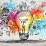 a vibrant colorful burst of creative energy radiating from a central lightbulb symbolizing the spark of innovative brilliance and the endless possibilities it can unleash